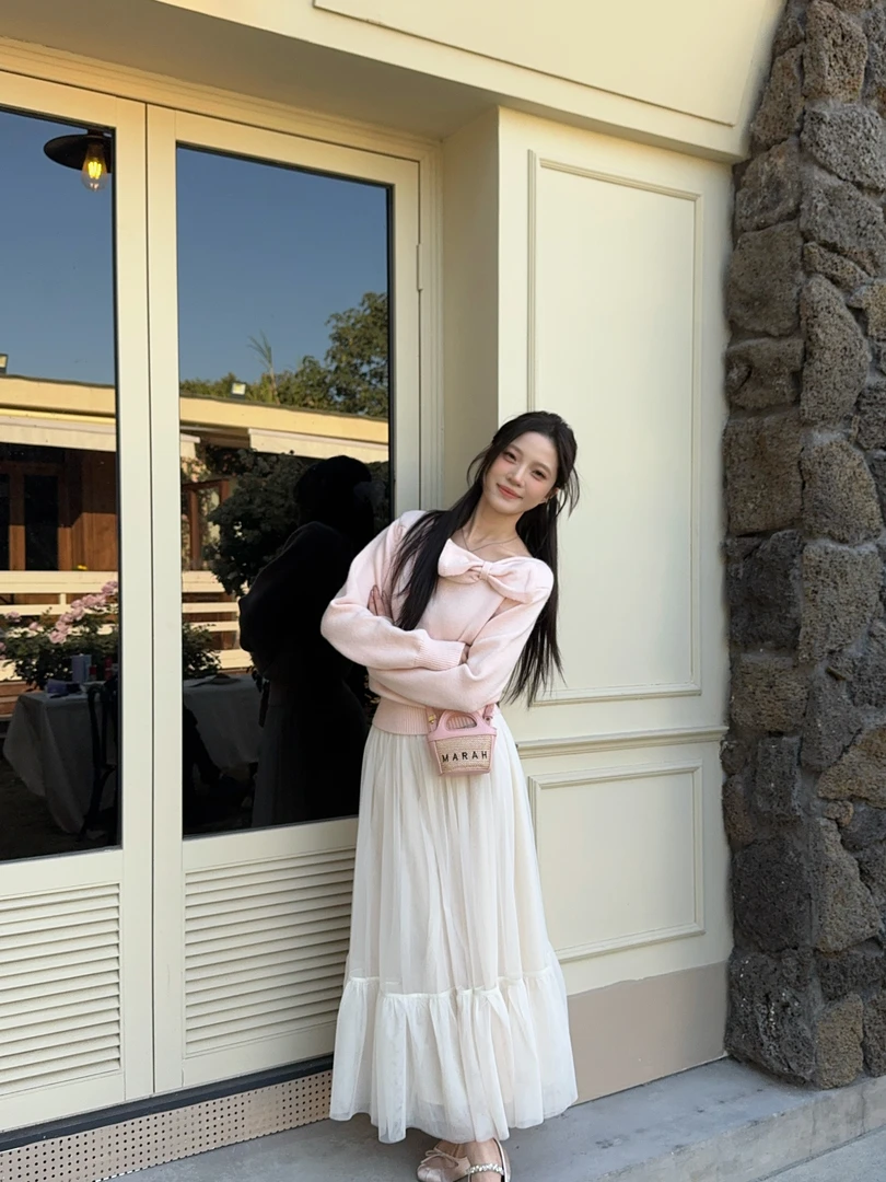 【清苍】瞌睡兔【北海道恋人粉色】蝴蝶结毛衣女设计感气质241213