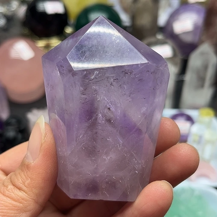 珠宝半成品水晶未镶嵌164克紫水晶柱