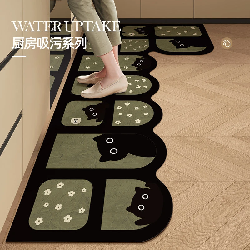 卡通厨房专用地垫防滑耐磨吸水转角L型长条浴室洗手池下防滑脚垫