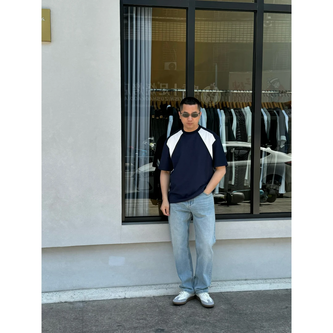 【BOLEXM】对称撞色拼接短袖