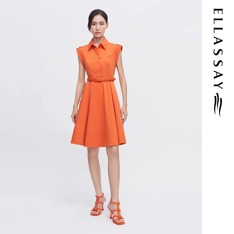 ELLASSAY歌力思新款欧若风俏皮无袖连衣裙女EWE342Y04900