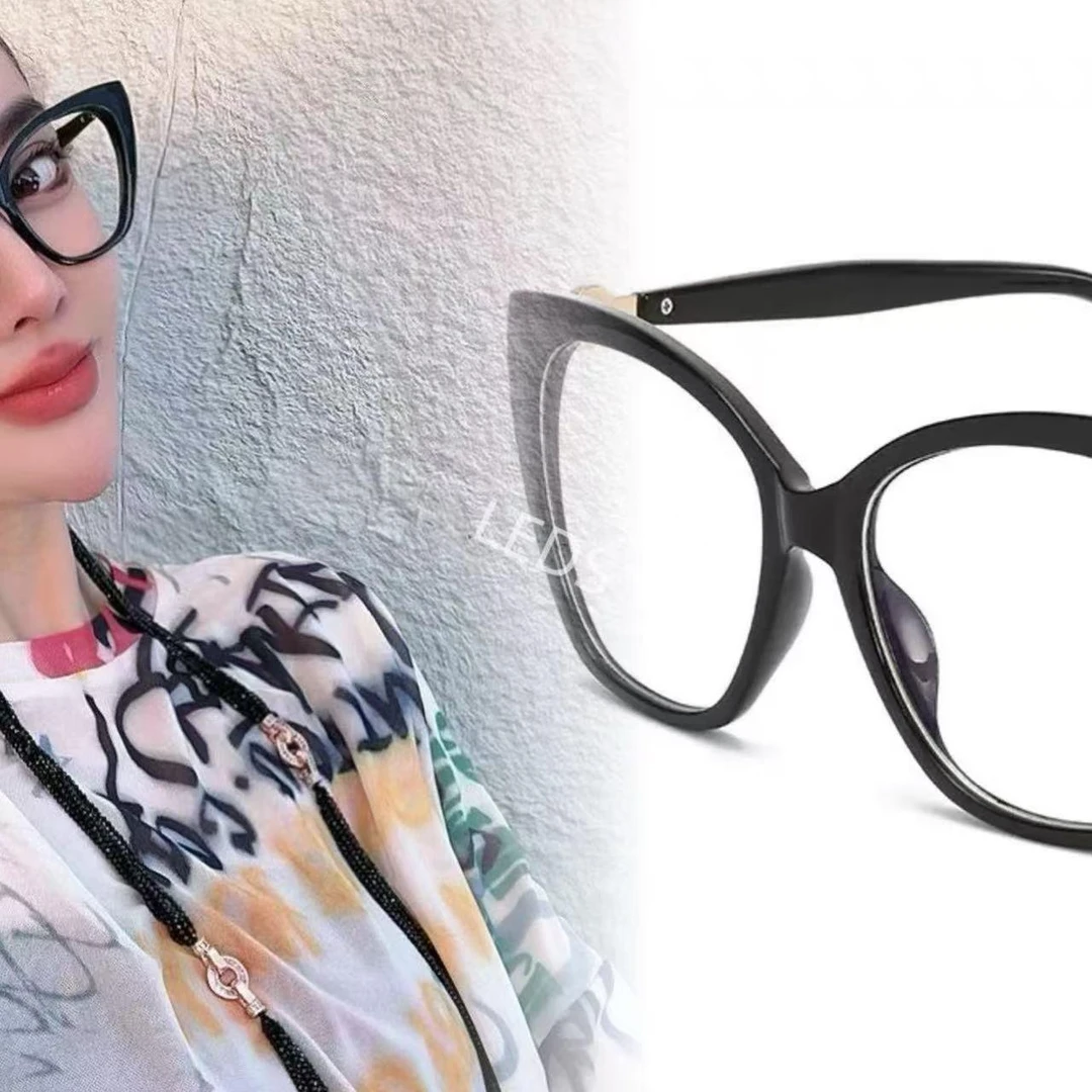 LEDS H008新款欧美轻奢香风珍珠大框素颜神器眼镜平光镜装饰镜