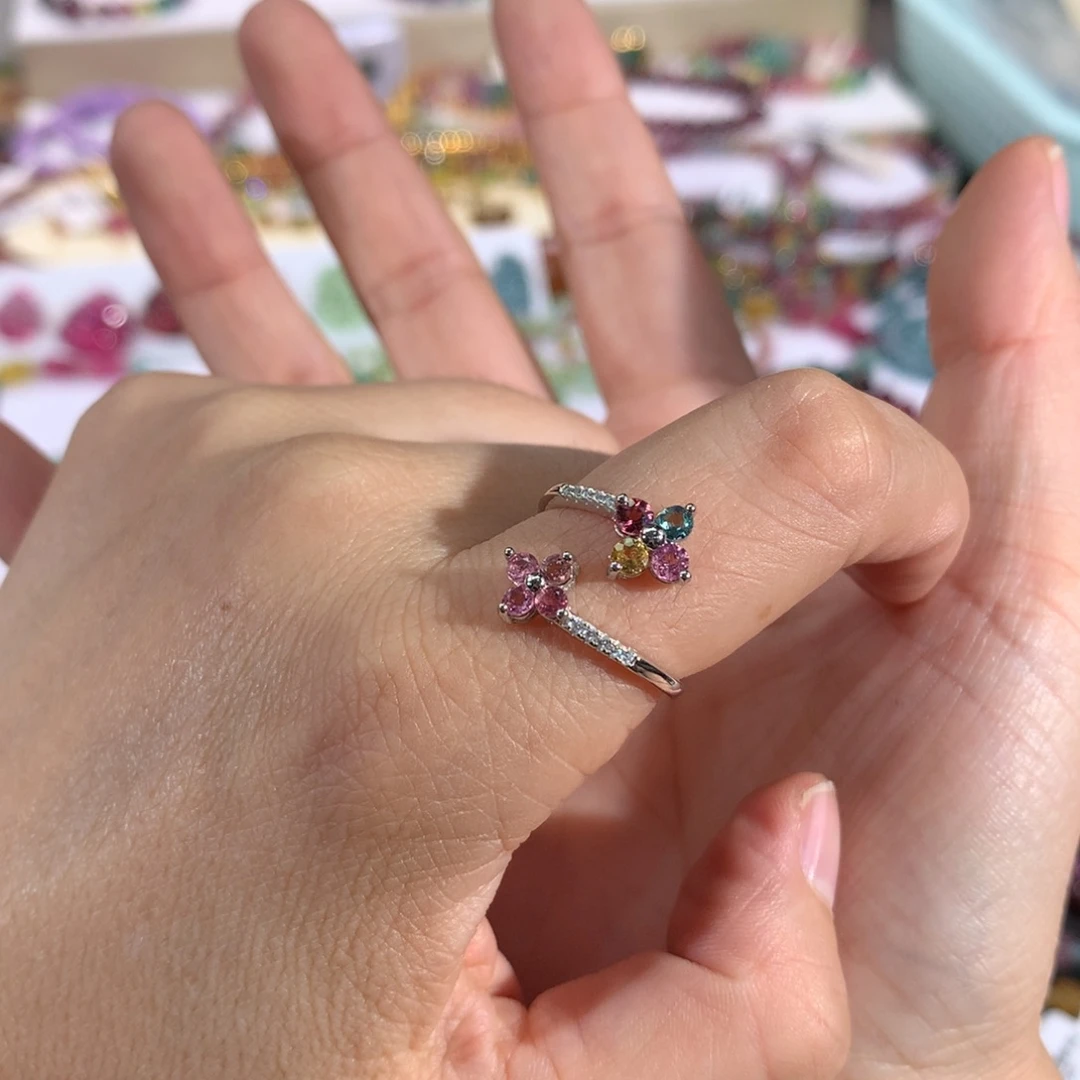 手链碧玺银S925镶嵌戒指