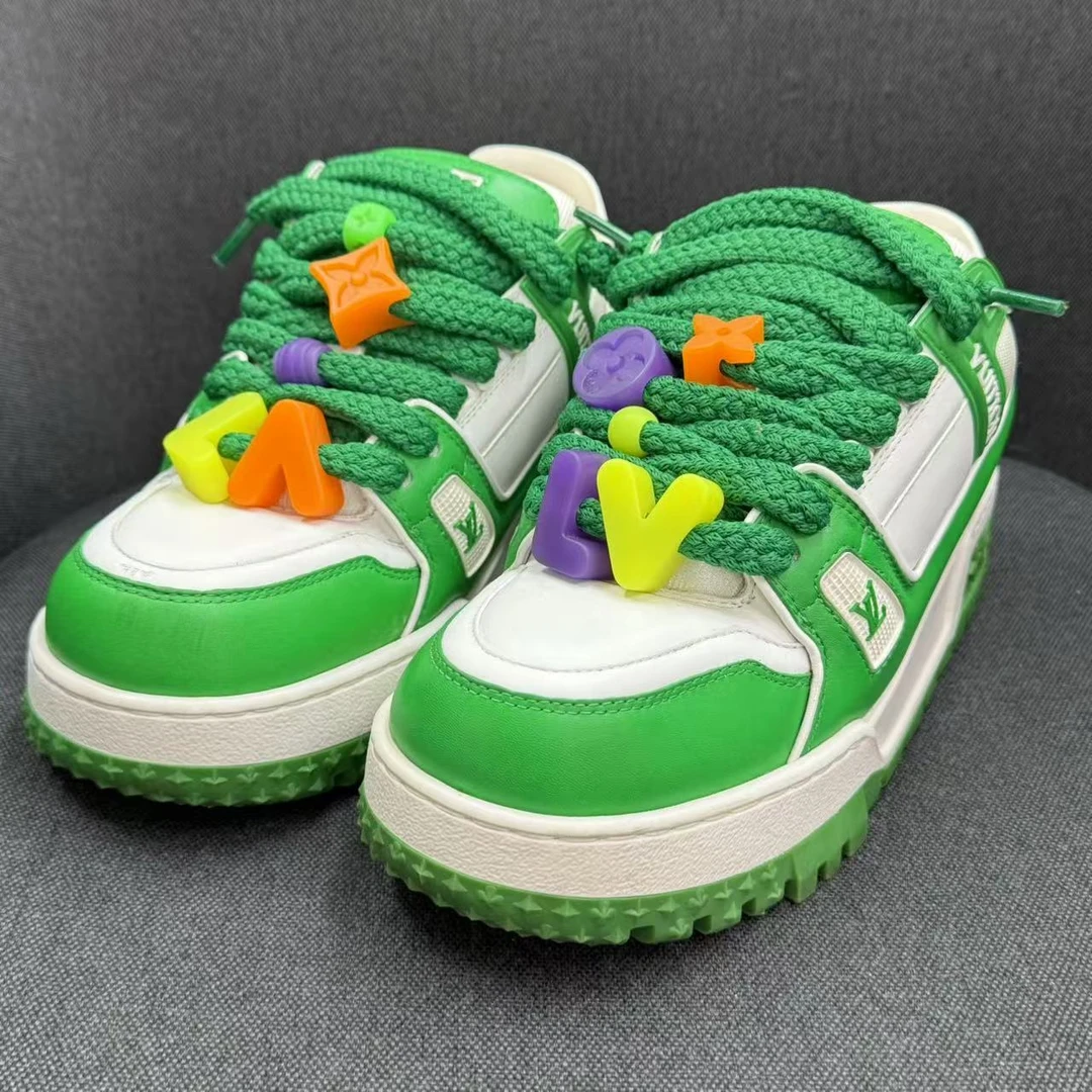 95新 LouisVuitton/路易威登 经典白绿胖丁trainer奢鞋