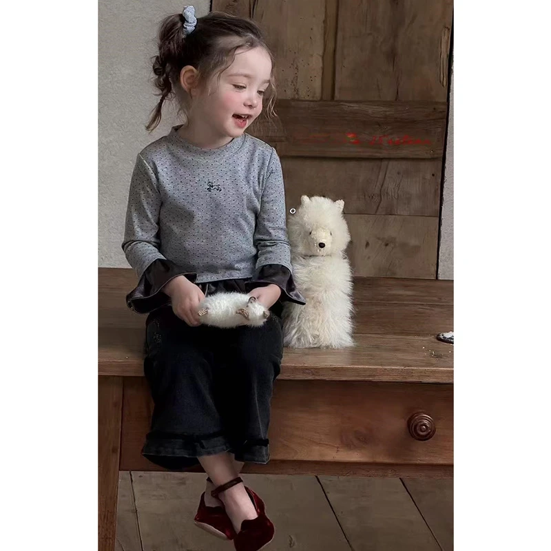 【现货】郝叔童品秋季新款洋气2025女童时尚圆领长袖T恤裙潮HR5302