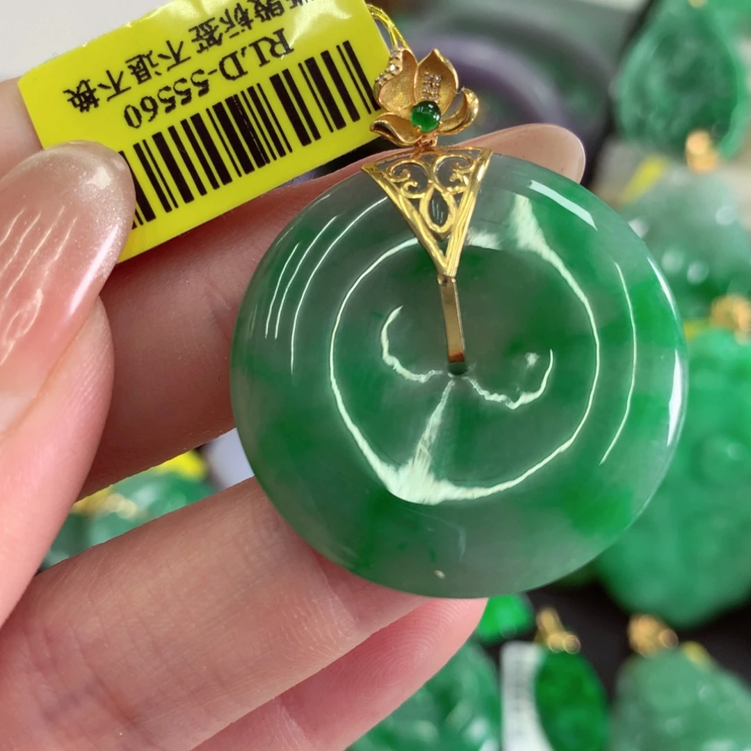 翡翠18K金镶嵌吊坠(不含链)