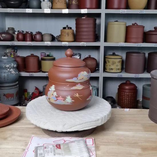 紫砂茶叶罐小葫芦山水6