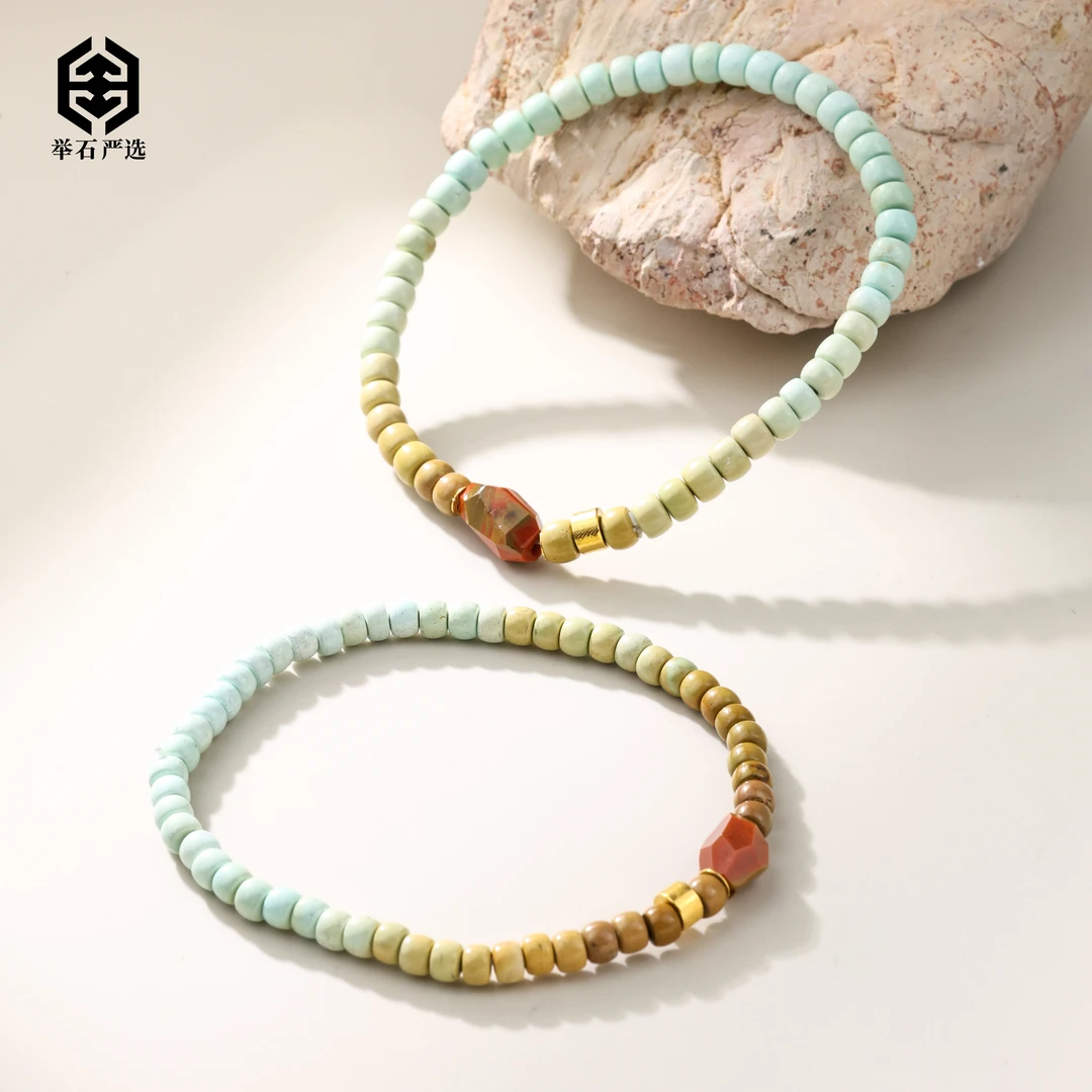 【举石严选】H0922-3793-24绿松石手串18k（一件/多样性/约4*2mm）S