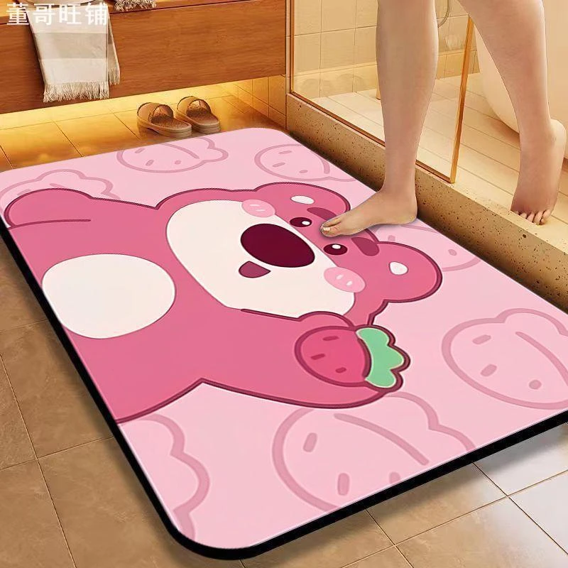 卫生间秒吸水硅藻泥地垫 浴室速干防滑脚垫 家用耐脏卡通脚踩地垫