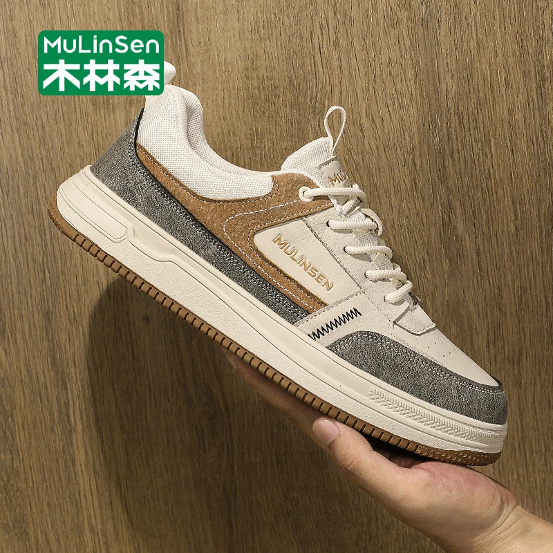 木林森男鞋2025新款秋季鞋子男款厚底耐磨运动休闲百搭男士板鞋