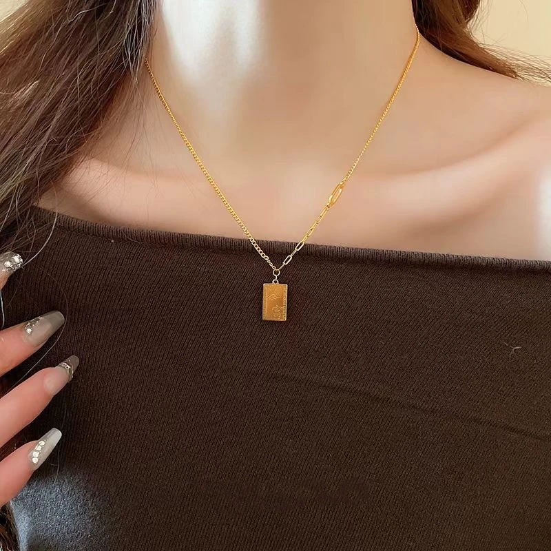 合金项链 碎冰冰金色项链-5220