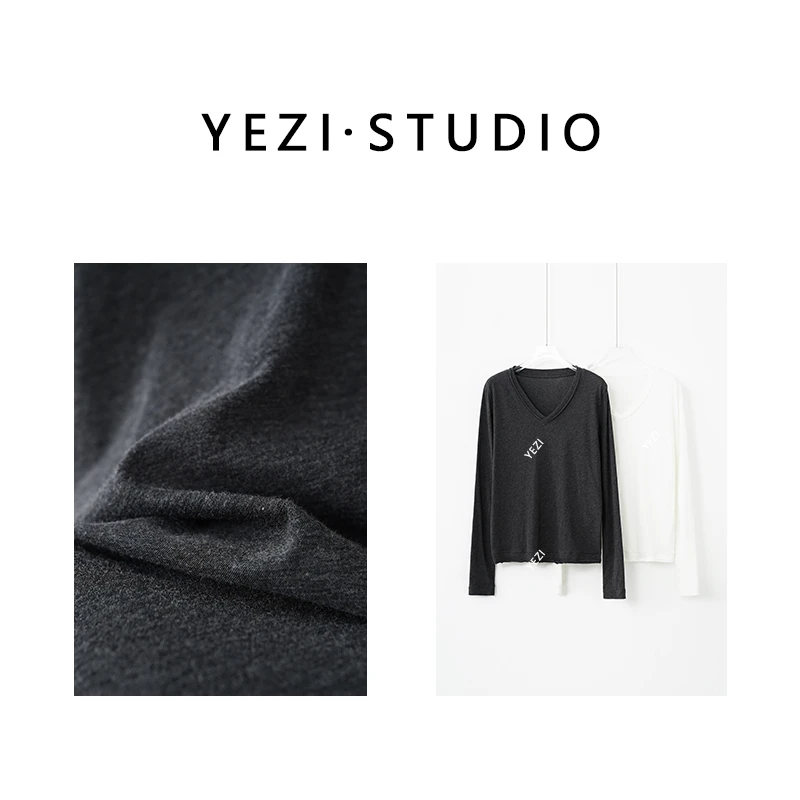 【自然系】羊毛长绒棉混纺时髦轻薄微皱肌理感毛边长袖T恤25317015