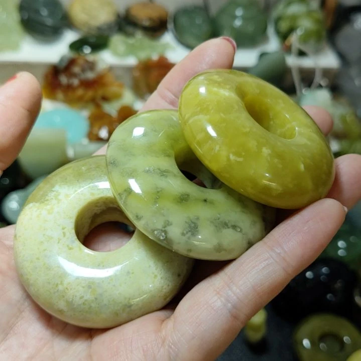 岫玉微瑕平安扣未镶嵌秋****3