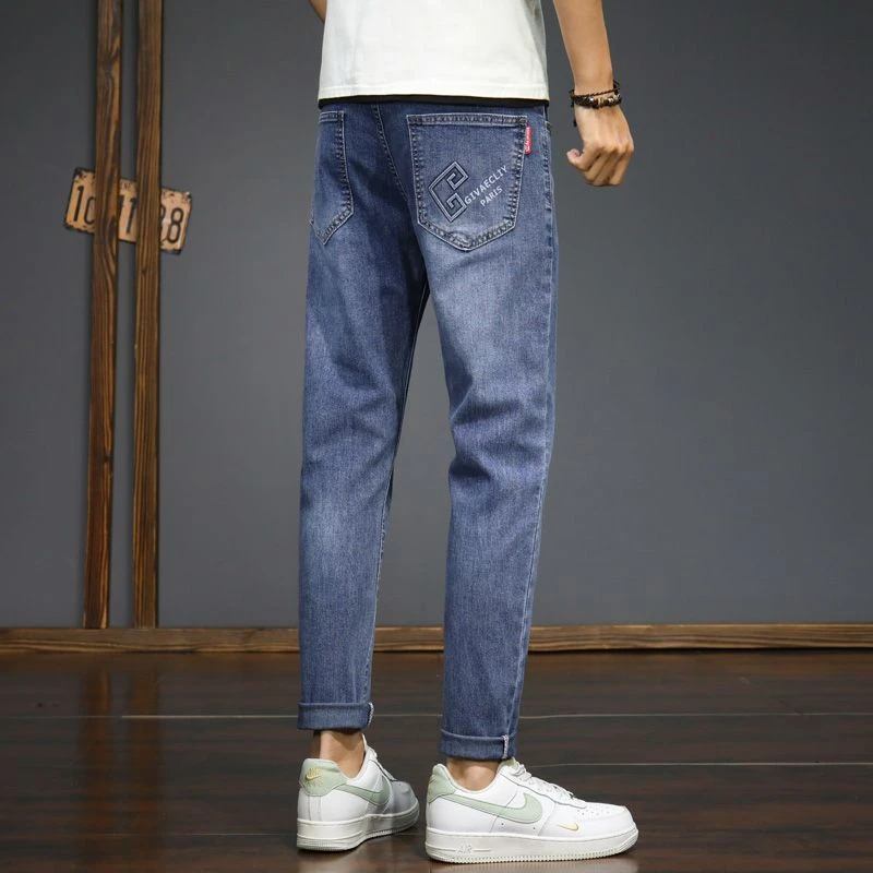 牛仔裤男2025夏季浅色新款高端男士韩版修身弹力水洗百搭小脚裤子