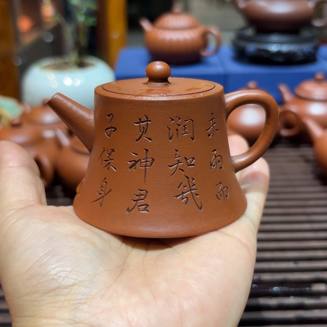 钟***发紫砂茶壶九十年代朱泥柱础70cc