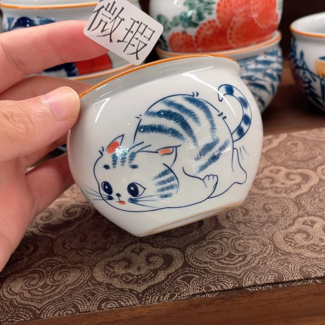 釉下手绘茶具微瑕