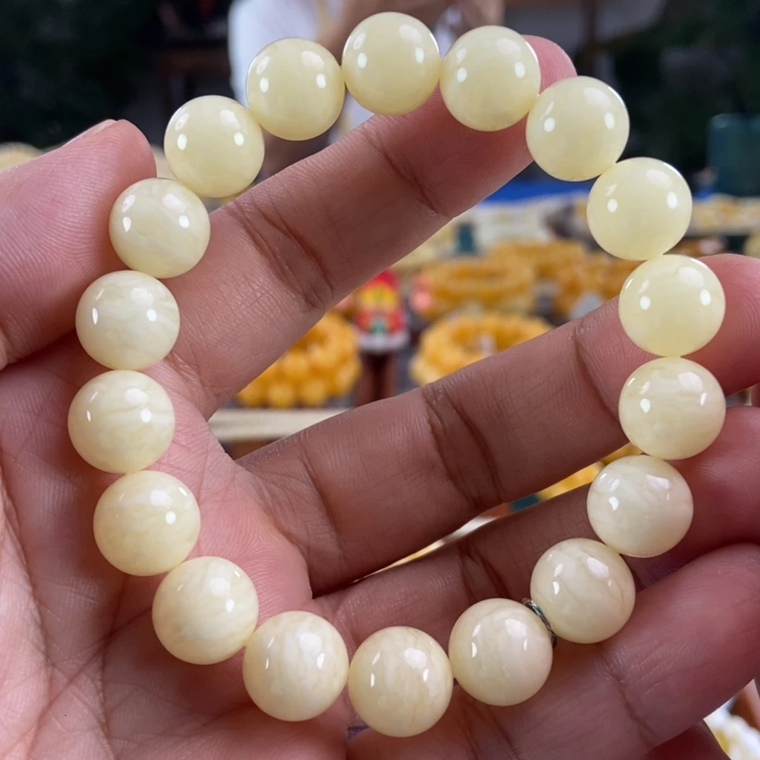 琥珀未镶嵌珠宝奇石12白虎皮纹同料串17.75