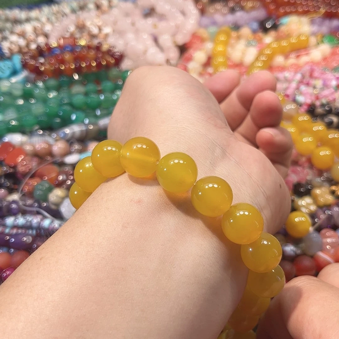 玛瑙/玉髓合金珠宝半成品玛瑙14mm一条