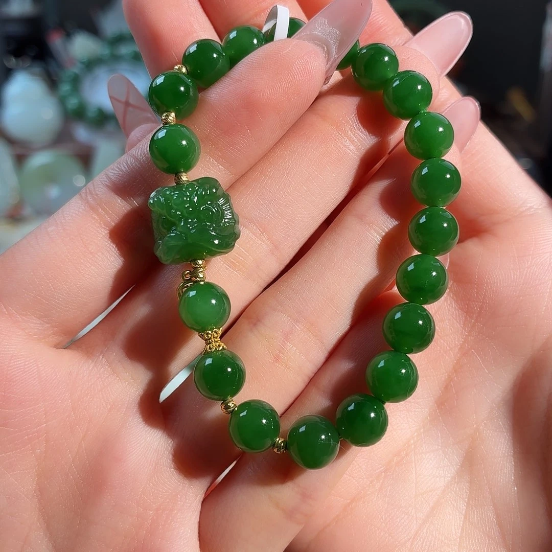 和田玉18K金镶嵌手串T