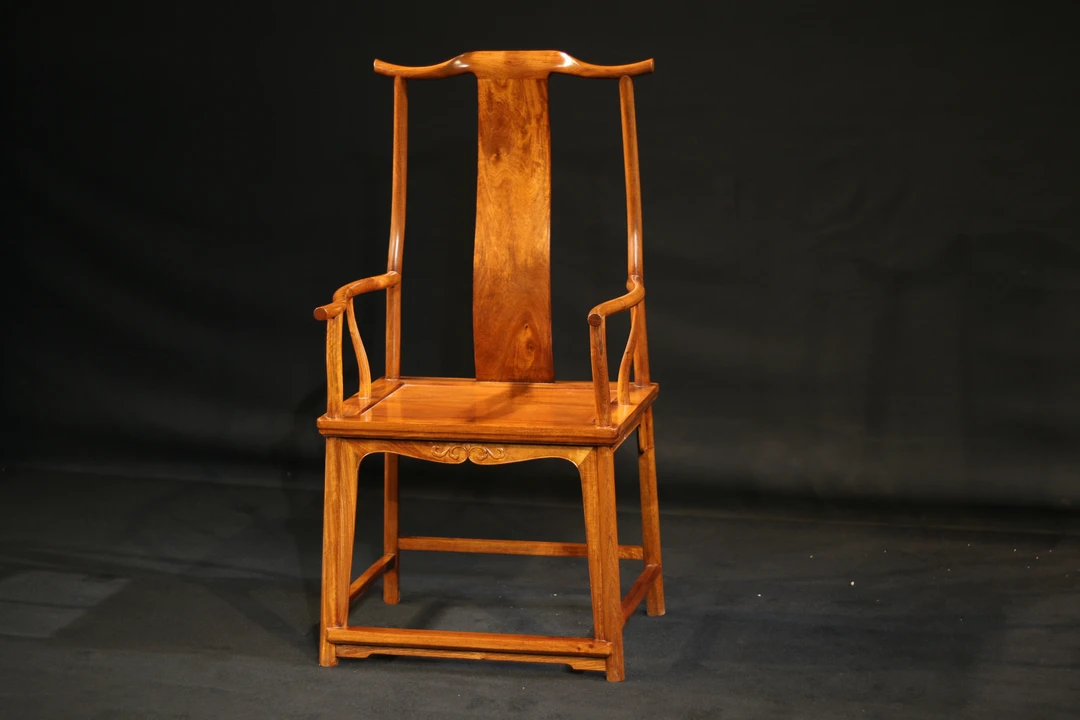 软屉手工编织藤席面独板缅花四出头官帽椅 传统榫卯结构制作