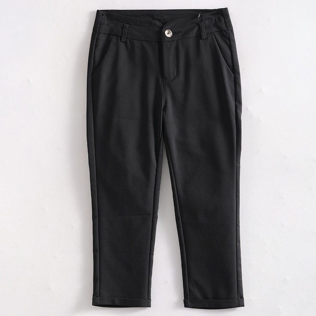 Q-2232 简约百搭！夏季女士舒适小脚时尚修身六分纯色直筒休闲裤