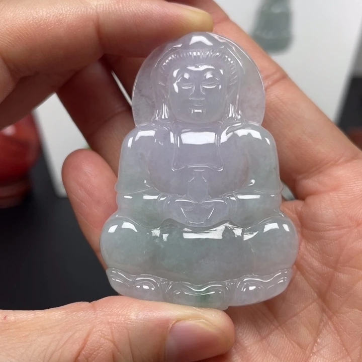 翡翠未镶嵌颈饰天然缅甸翡翠A货观音52号