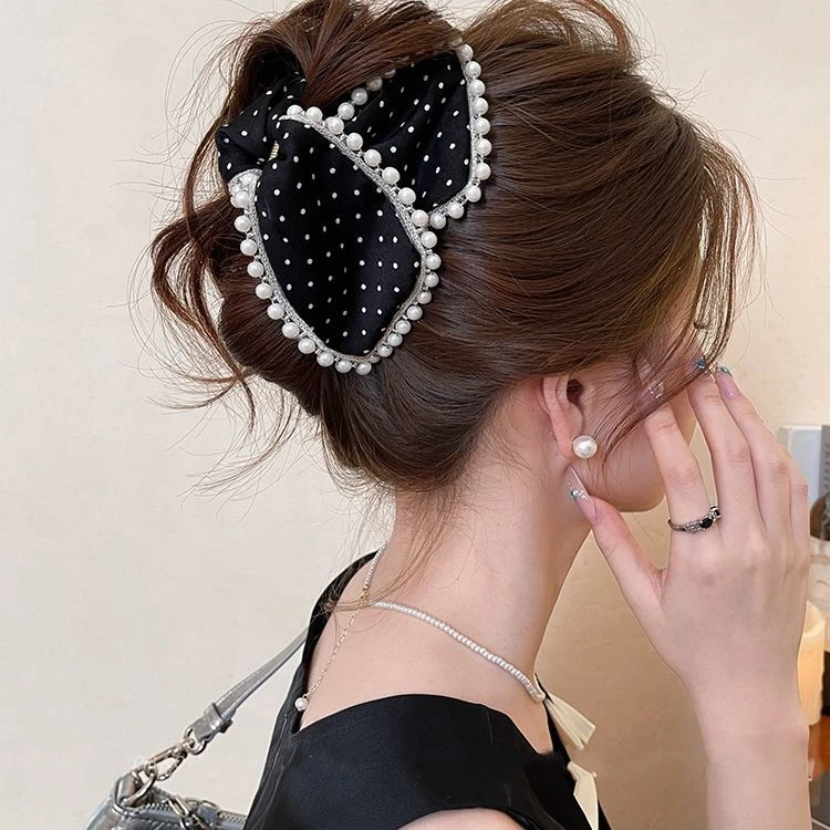 珍珠波点头发抓夹女高级感2025新款后脑勺盘发夹子鲨鱼发夹头饰