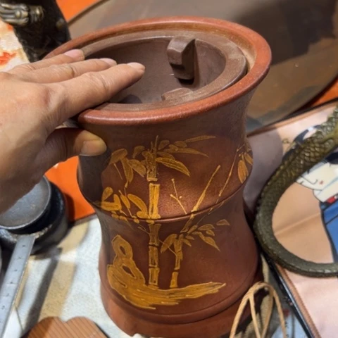 蜜安罐瓷香炉锡茶则