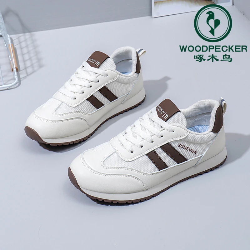 【啄木鸟正品】网面运动鞋女韩版2025年新款春季百搭软底休闲阿甘鞋
