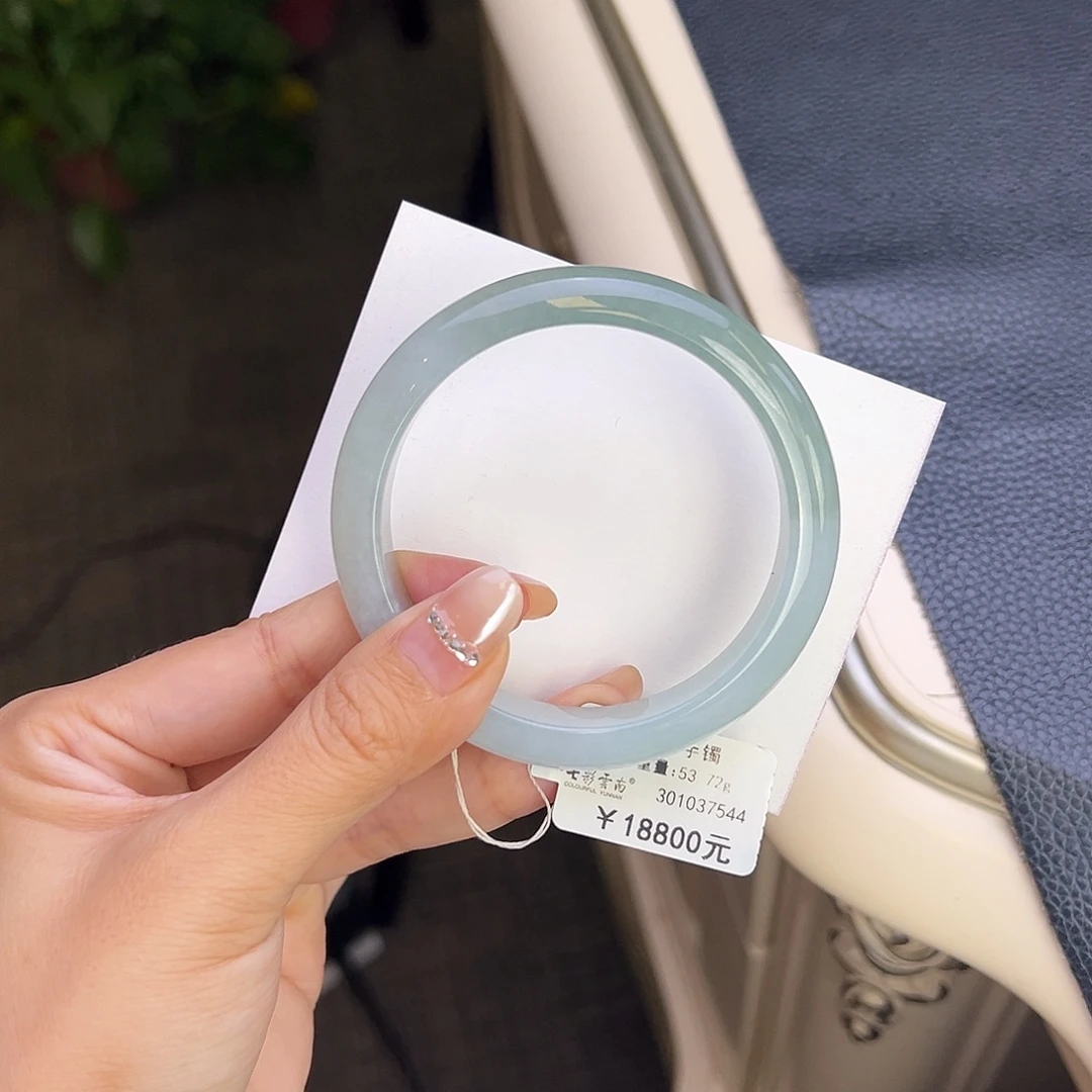 翡翠未镶嵌手镯57水墨山水