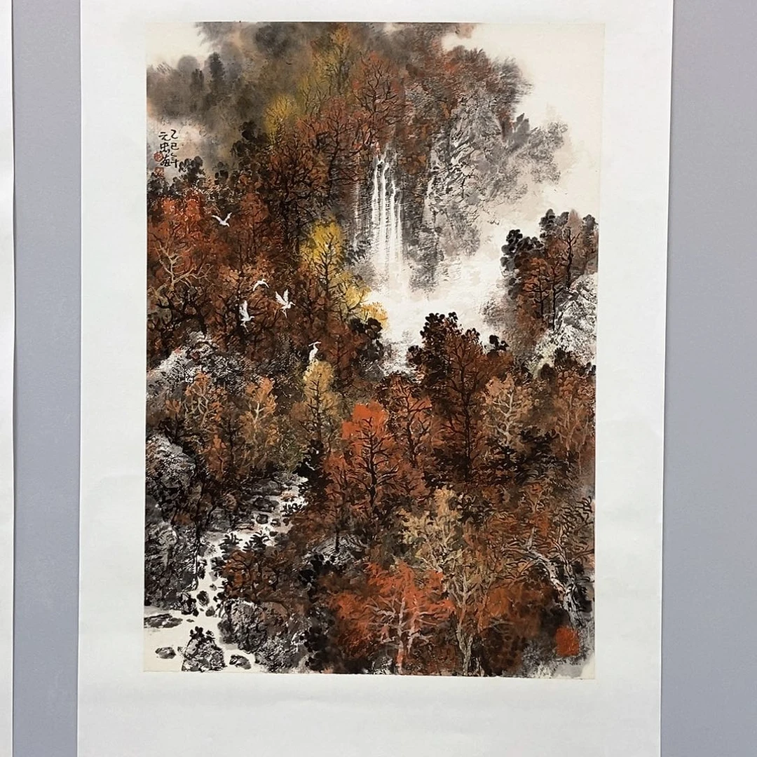 国画吕元忠四尺三开精品佳作