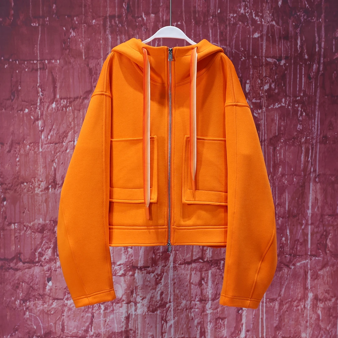 【韩哥女装】《枕伴橙香似昔年》爱玛橙拼接立体连帽外套6167A