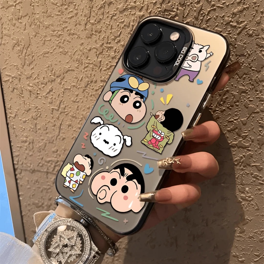 蜡笔小新适用卡通苹果16华为OPPOVIVO小米荣耀一加红米磨砂手机壳