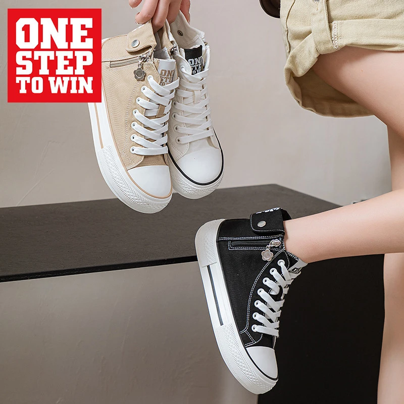 春夏高帮显高双向拉链帆布鞋情侣潮流休闲时尚潮鞋经典
