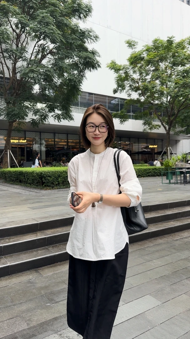 072 & RICE【雪贝】100纯棉 夏季休闲圆领长袖衬衫 32LC02