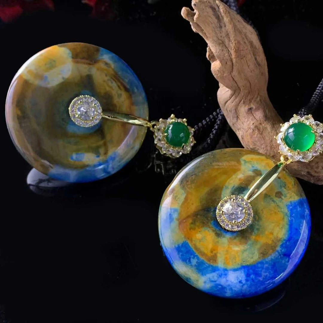 面面来财珠宝 S8251-金郁蓝金玛瑙蓝平安扣-配扣头绳多样性发其一