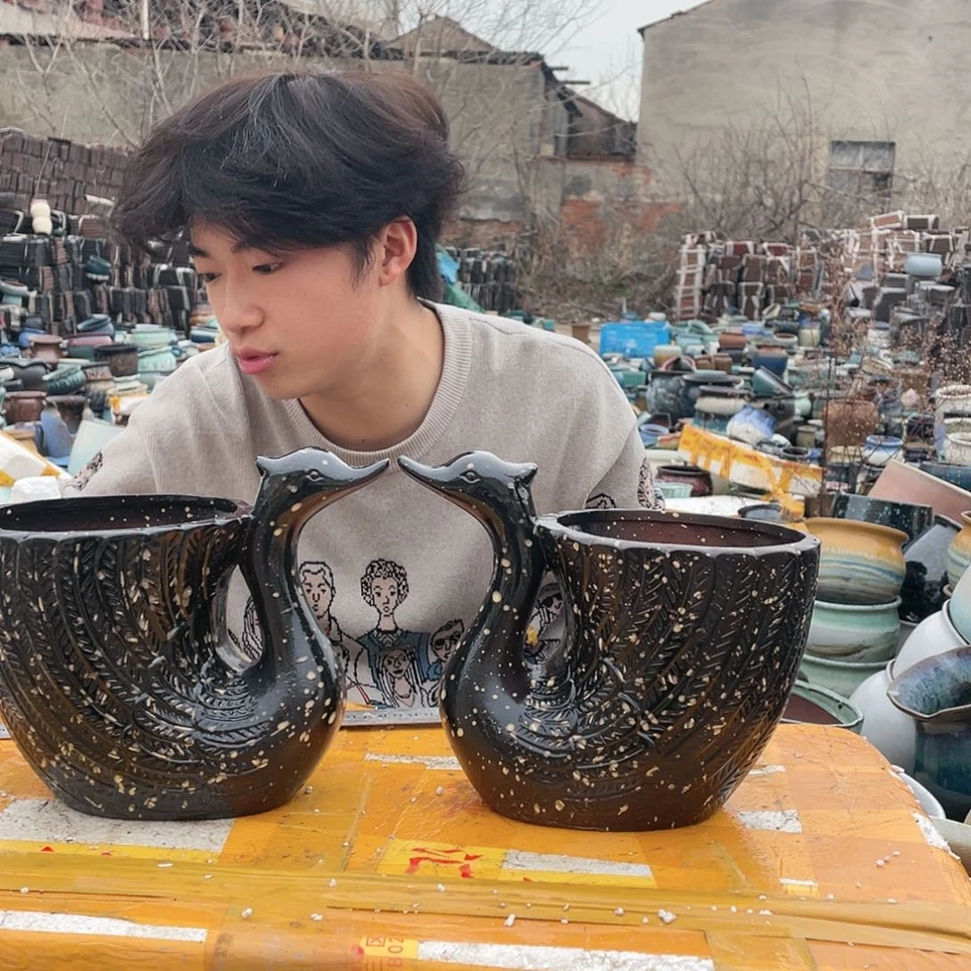 宜兴紫砂粗陶花盆