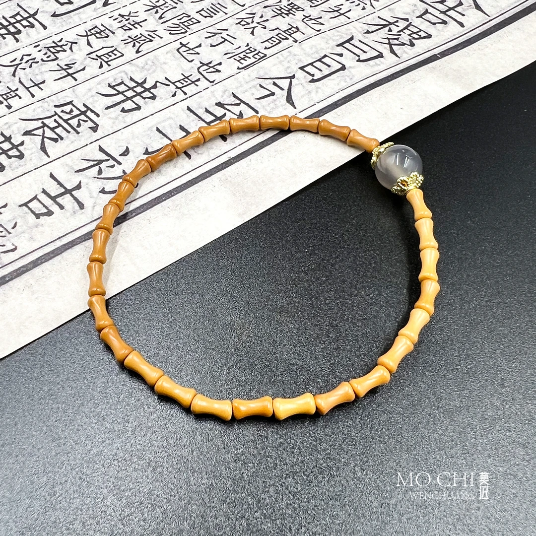 橄榄核竹节单圈手串灰细款