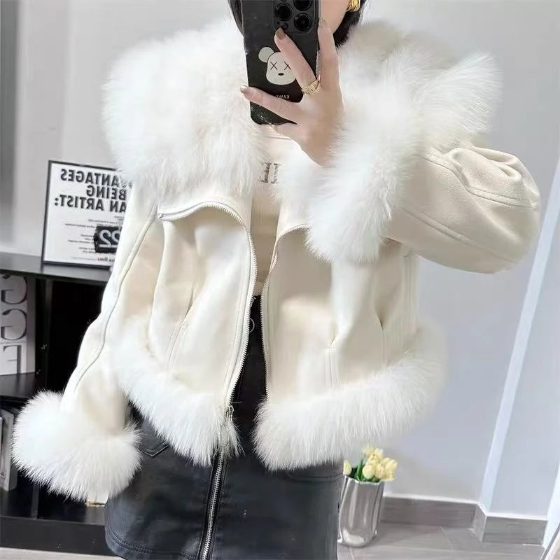 DOUSHEHUI  名伶千金狐狸毛麂皮绒皮草服饰外套