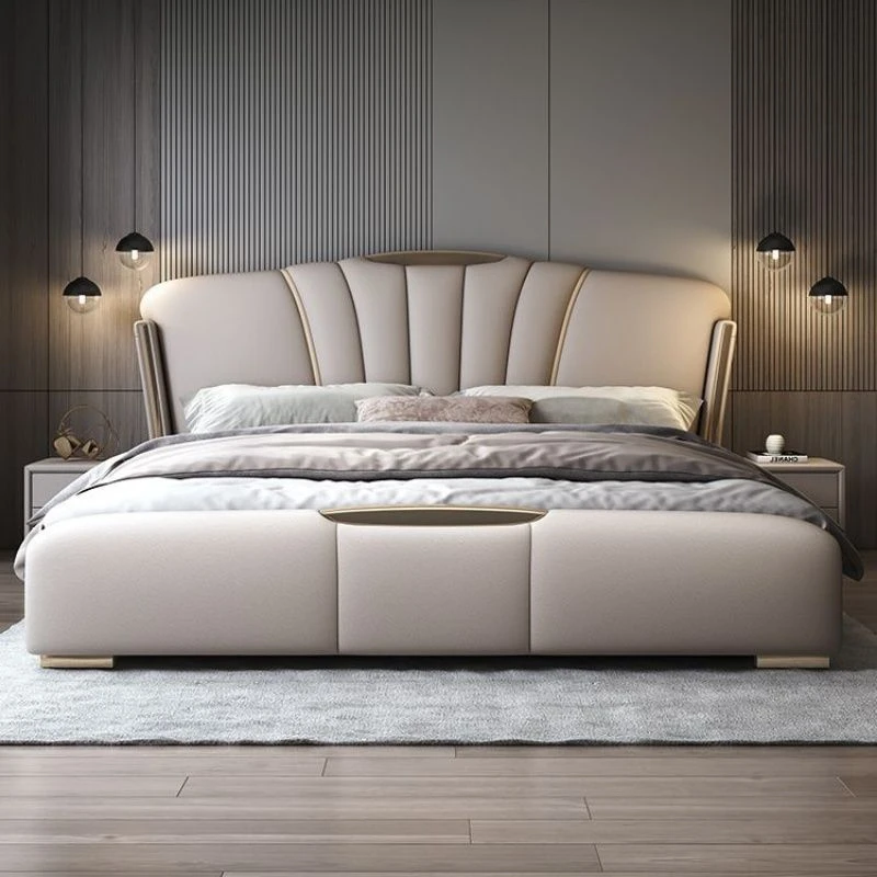 意式皮床主卧真皮大床储物床2米双人床简约现代1.8米卧室软包婚床