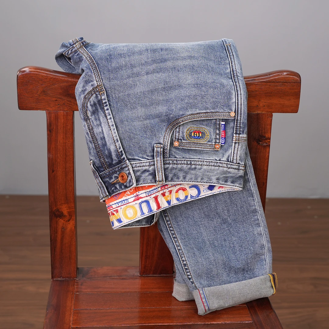 浅蓝色夏天薄款港风蓝牛仔裤1030男士修身百搭长裤九分裤潮流男裤