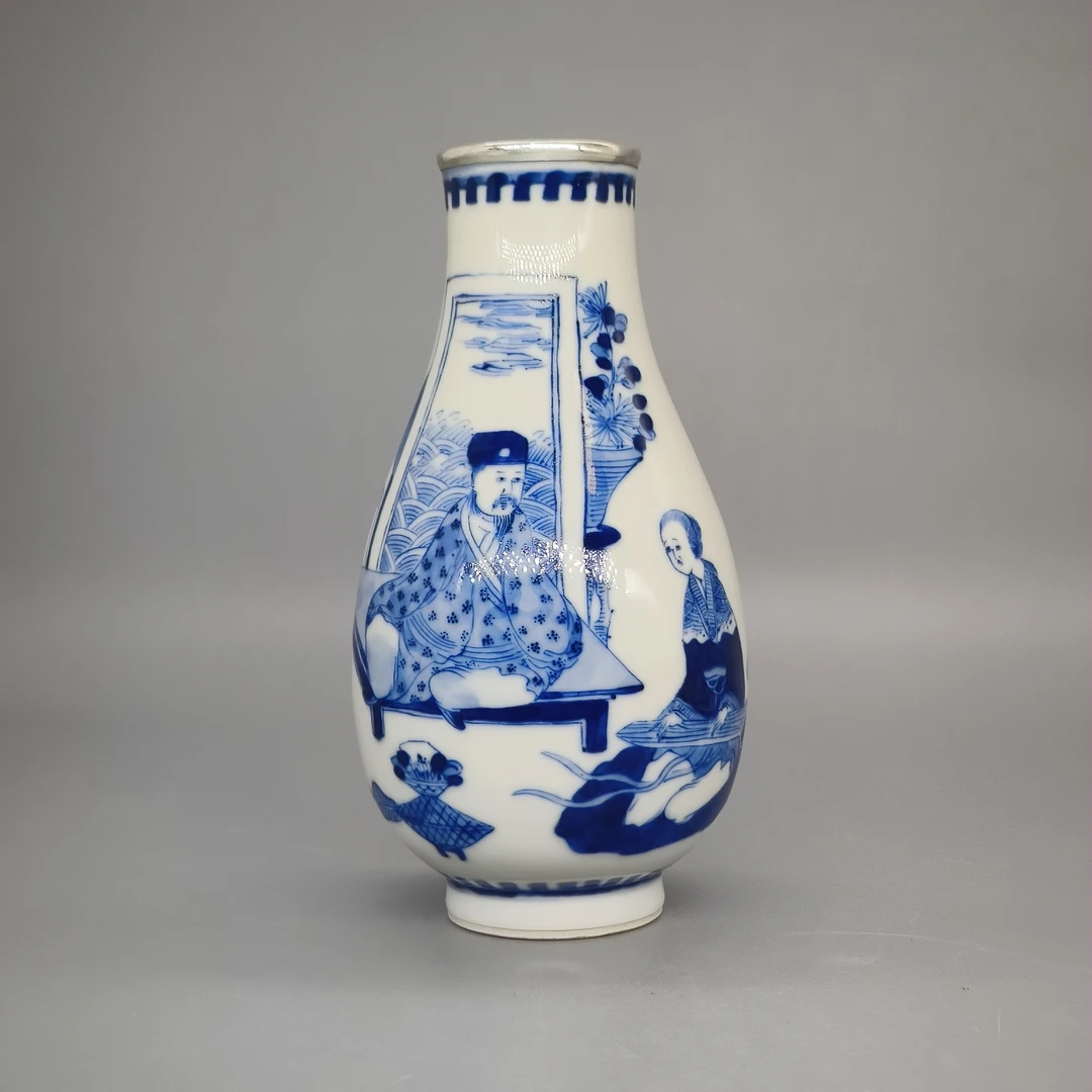 52501035*清晚期青花人物故事纹瓶/瓷器五/江苏省文物总店