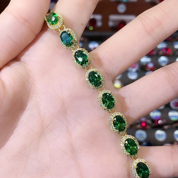 925银沙弗莱绿手链金