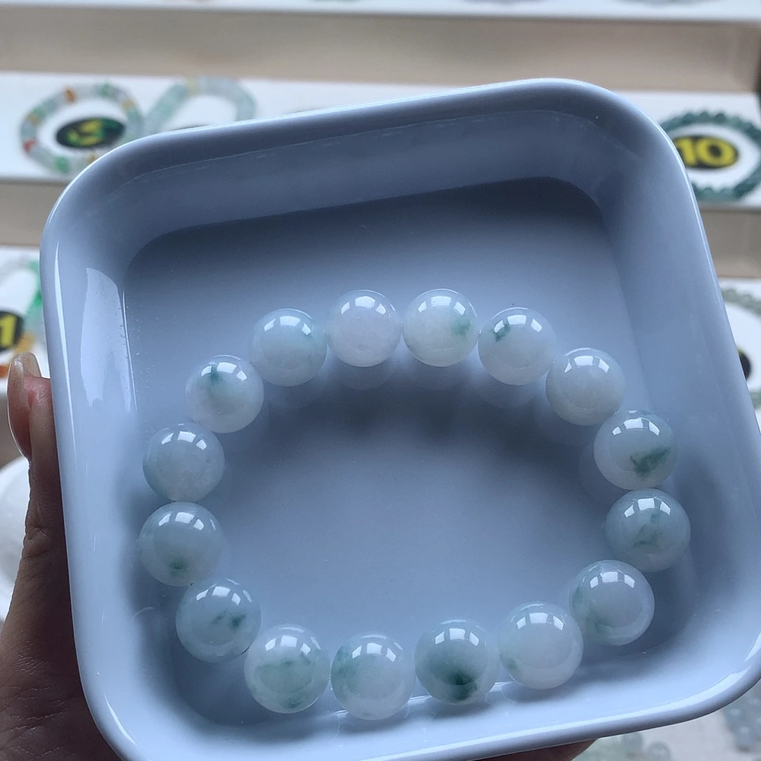 未镶嵌手串翡翠翡翠圆珠12.5飘花
