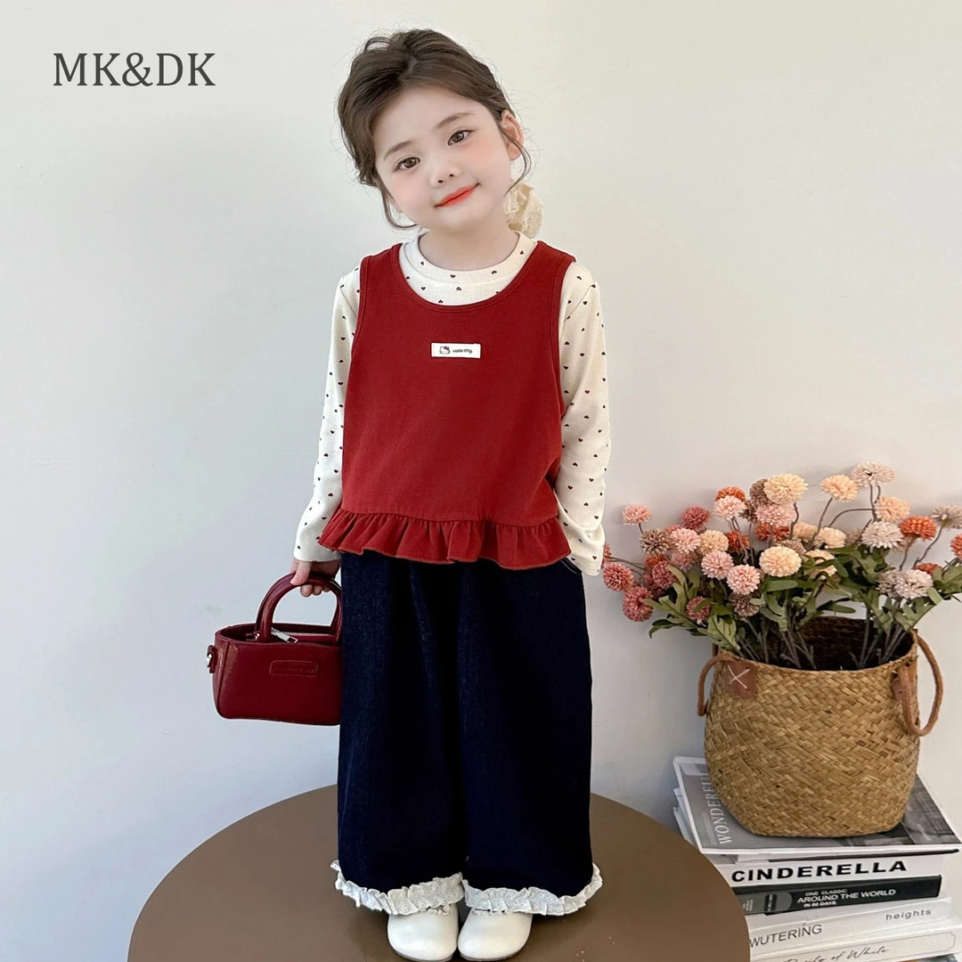 MK&DK女童套装秋季新款洋气时髦女宝秋装童装早秋穿搭休闲三件套