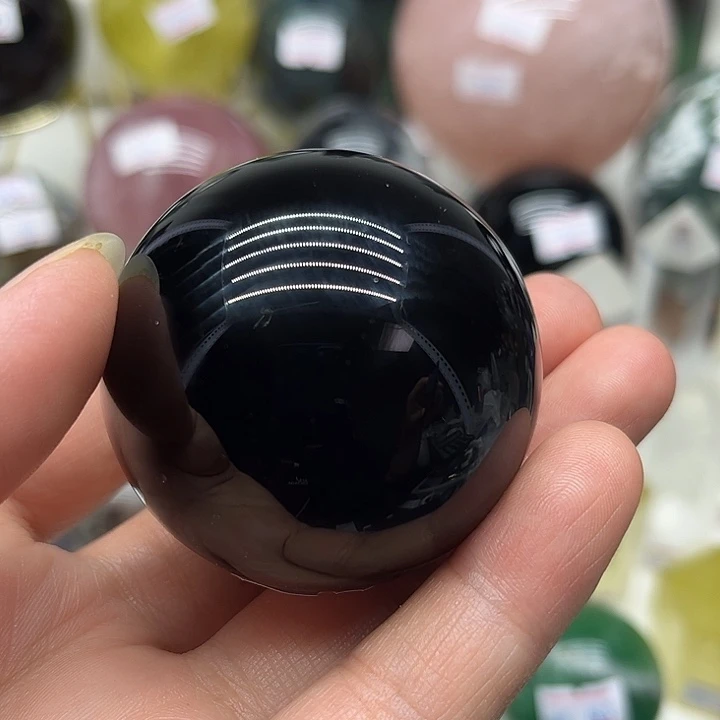 未镶嵌黑曜岩珠宝奇石143克黑曜石球