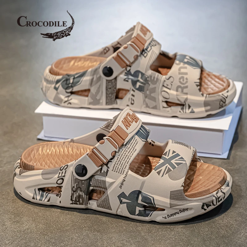 鳄鱼恤拖鞋男夏季居家洗澡防滑耐磨凉拖户外开车运动两穿大码46沙