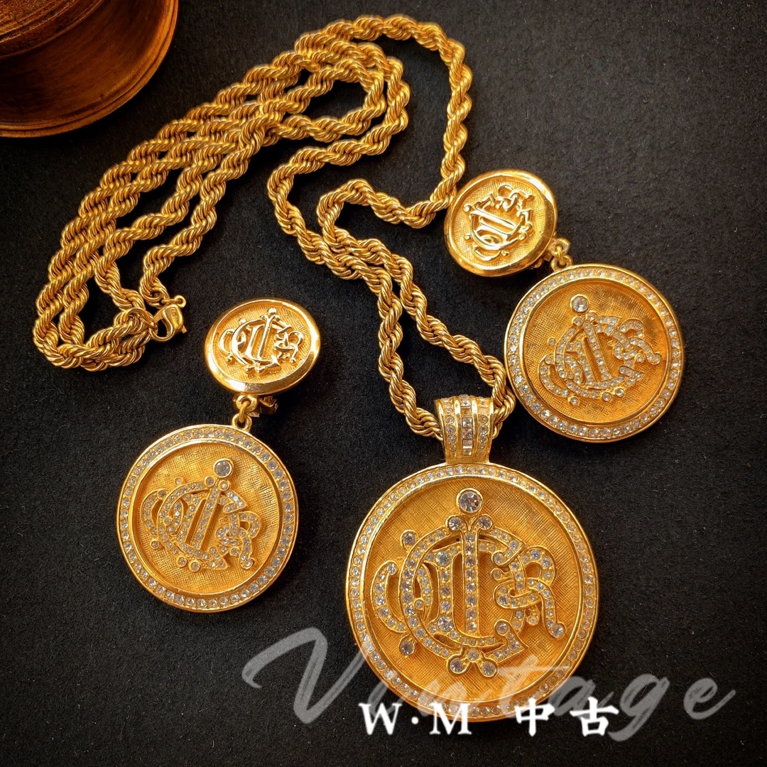 铜合金树脂项链 W·M中古-vintage (法)法产扫肩项链套装