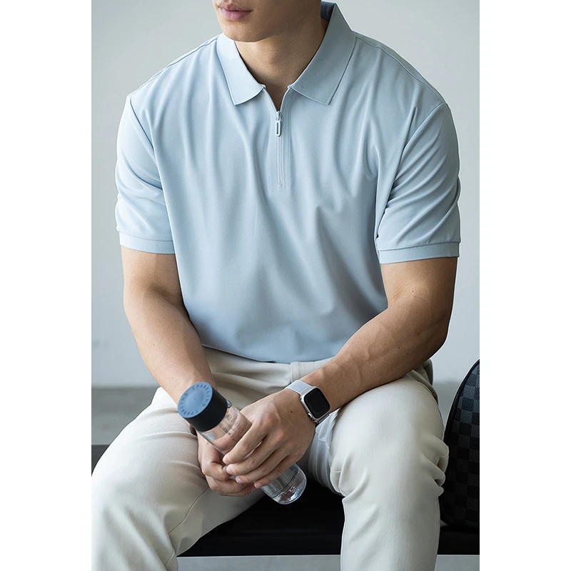 奥兰德保罗凉感透气无痕半拉链短袖Polo衫男夏季翻领T恤运动上衣
