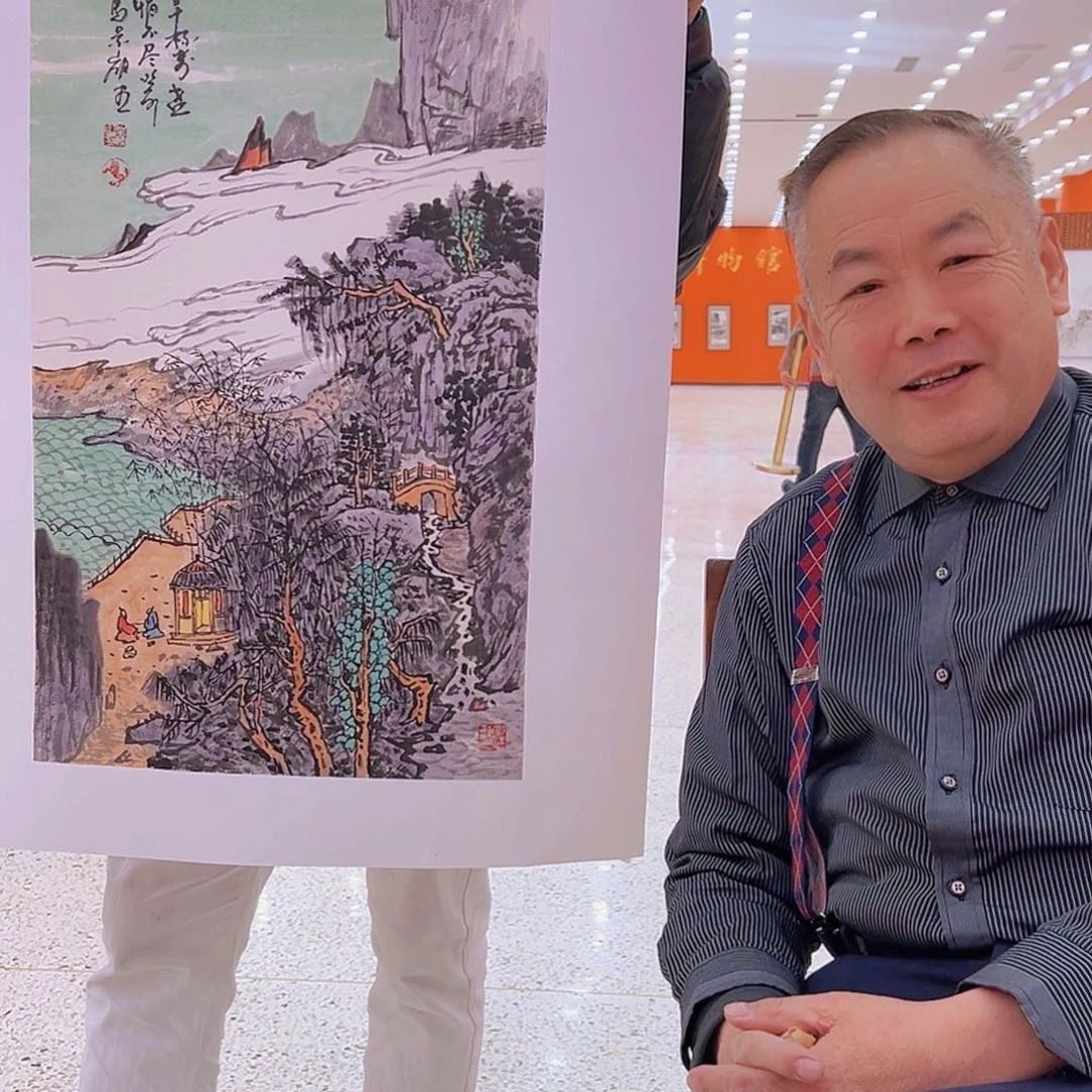 国画马景岭预展原作带授权视频合影证书